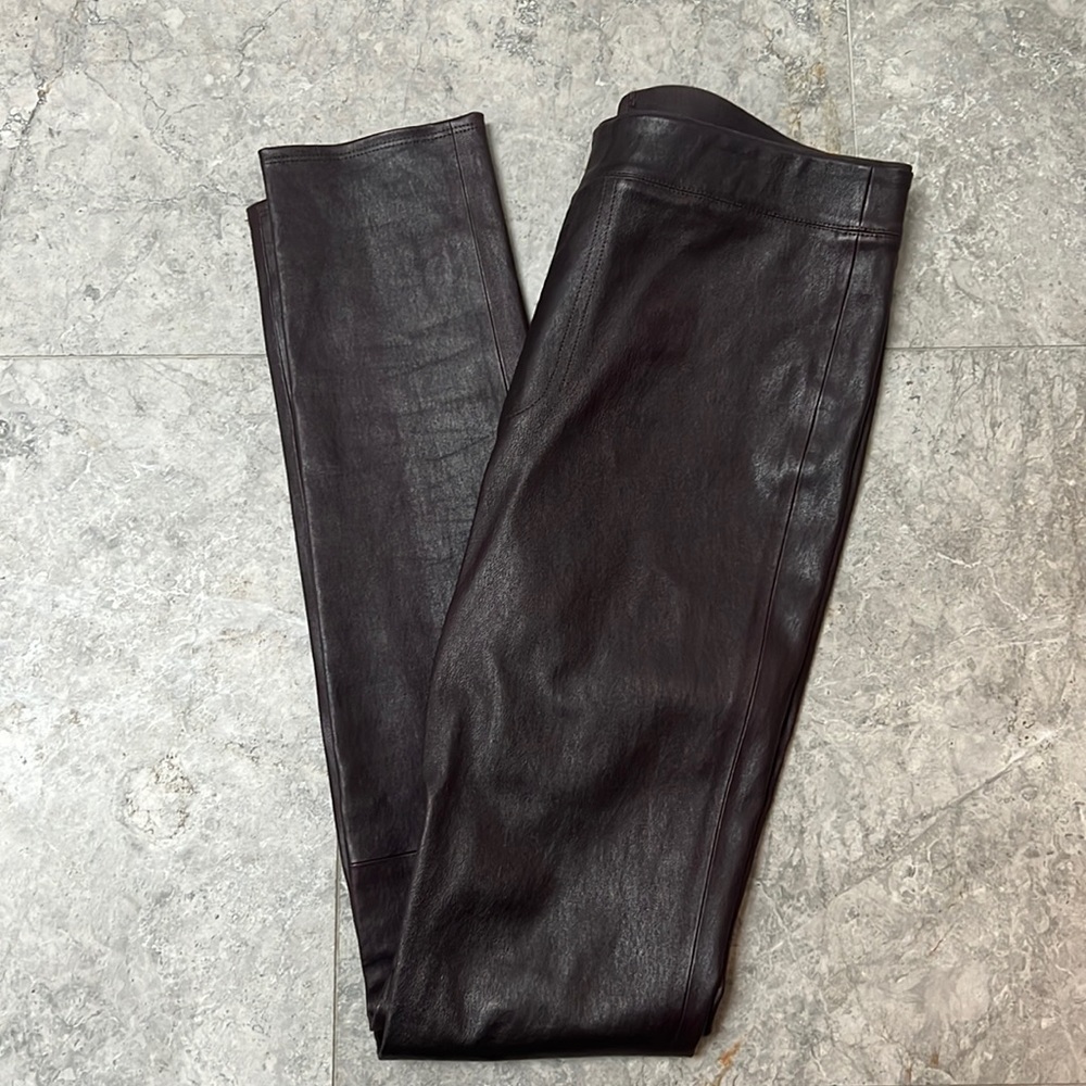 Helmut Lang leather leggings. Burgundy. Size 8.